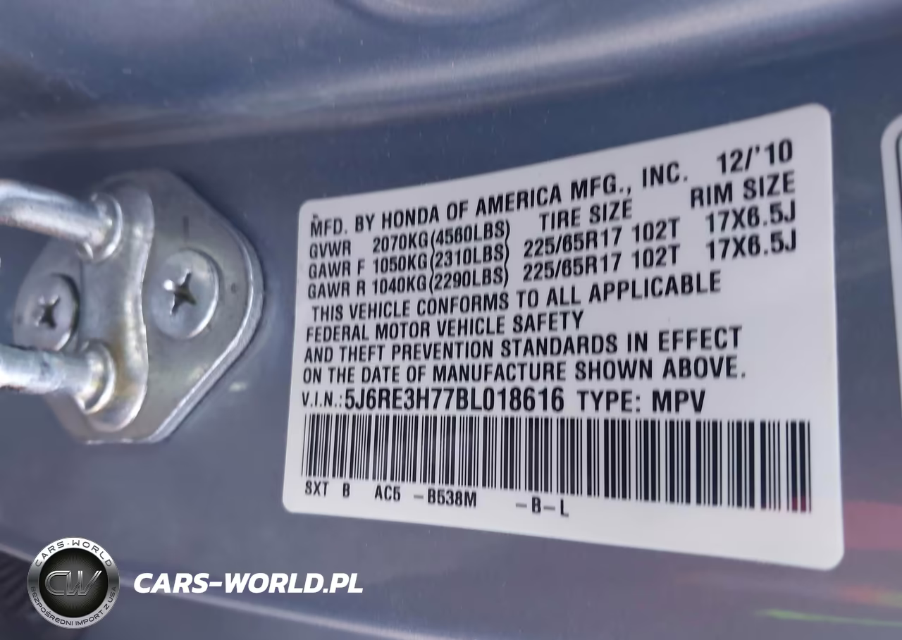 2011 Honda Cr-V Ex-L VIN:5J6RE3H77BL018616 - 9