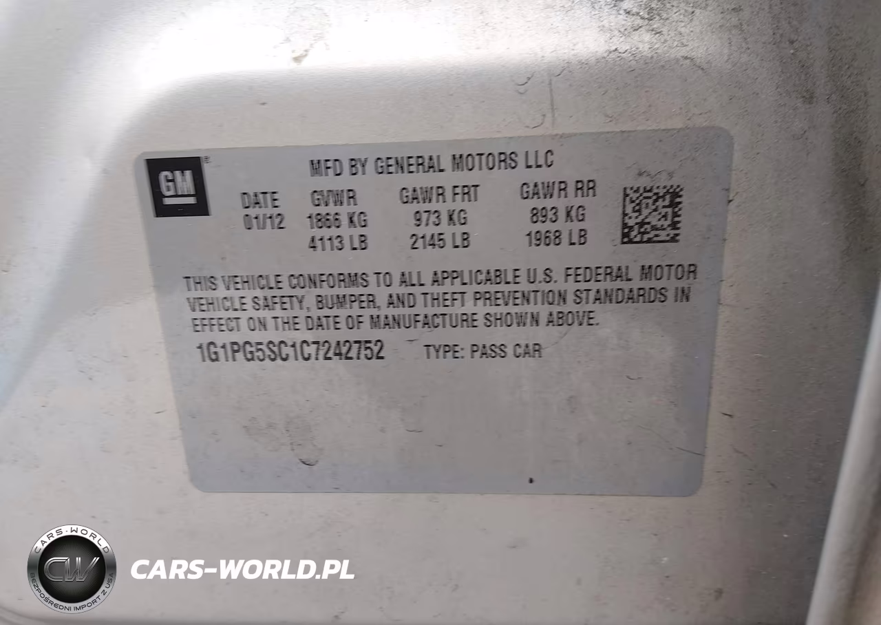 2012 Chevrolet Cruze 2Lt VIN:1G1PG5SC1C7242752 - 9