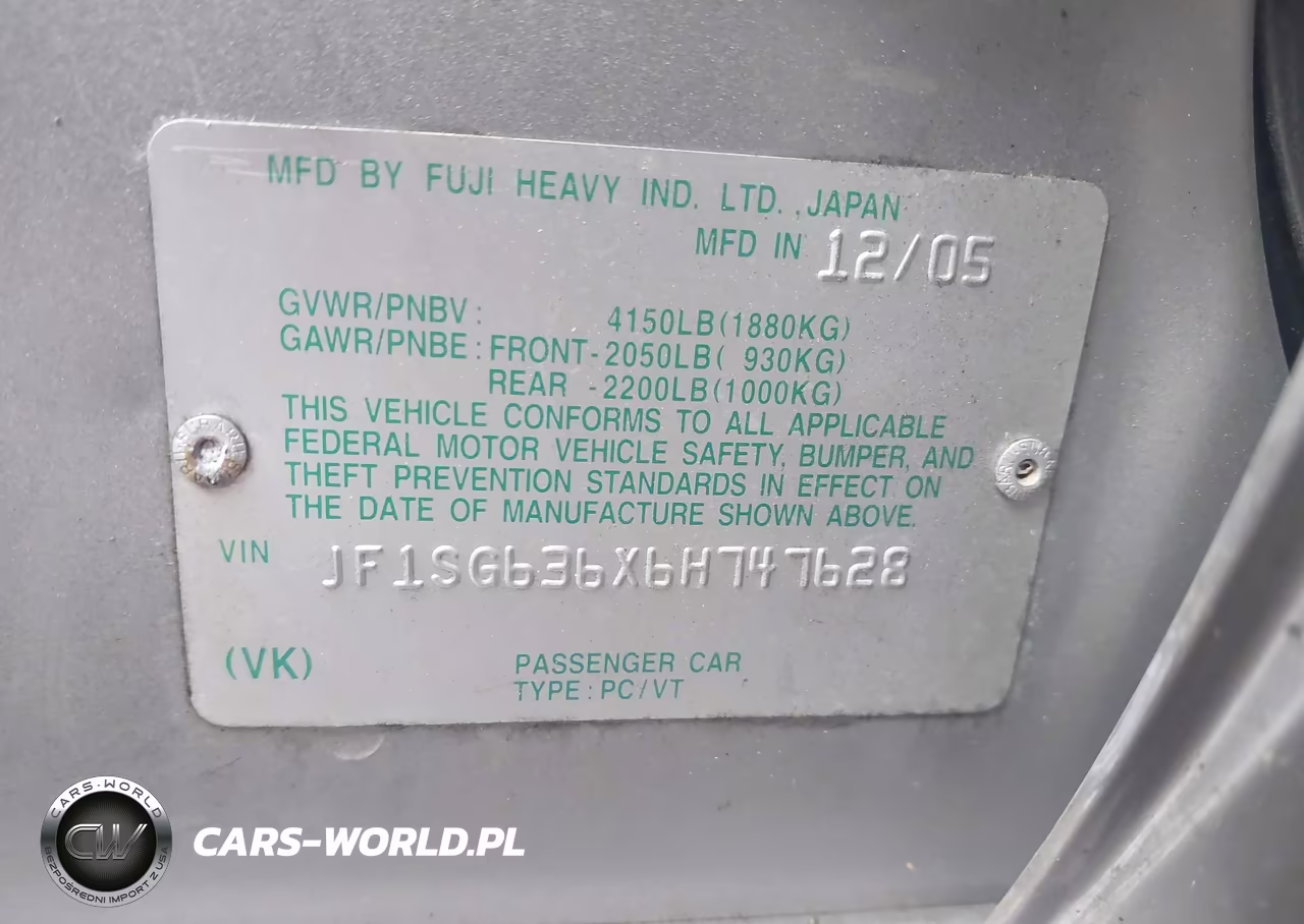 2006 Subaru Forester 2.5X VIN:JF1SG636X6H747628 - 9