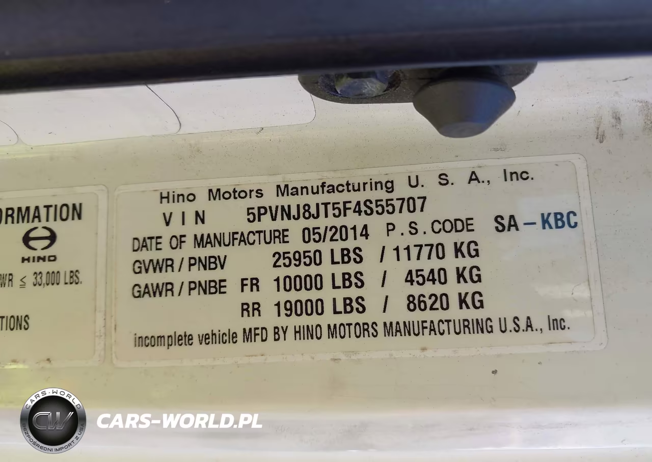 2015 Hino 258-268 VIN:5PVNJ8JT5F4S55707 - 8