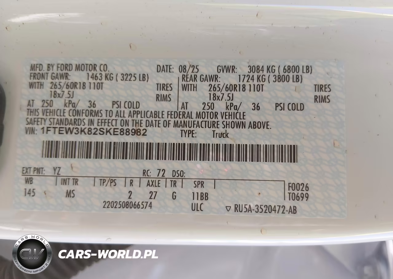 2025 Ford F-150 Xlt VIN:1FTEW3K82SKE88982 - 9