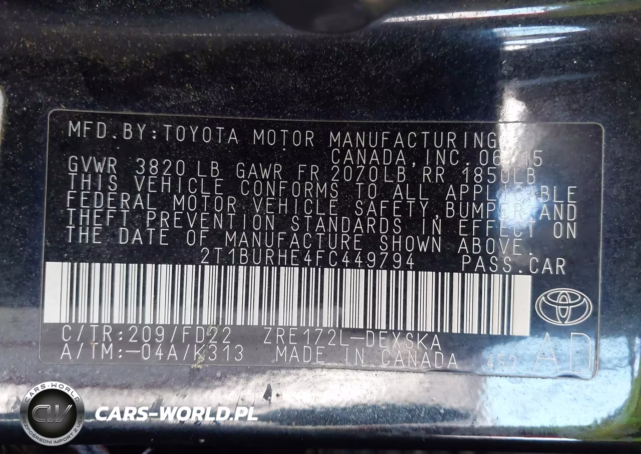 2015 Toyota Corolla S Plus VIN:2T1BURHE4FC449794 - 9
