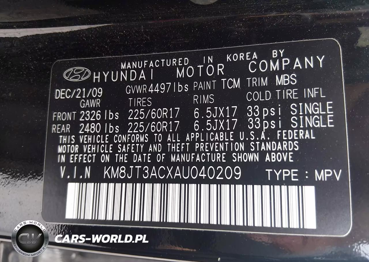 2010 Hyundai Tucson Gls VIN:KM8JT3ACXAU040209 - 9