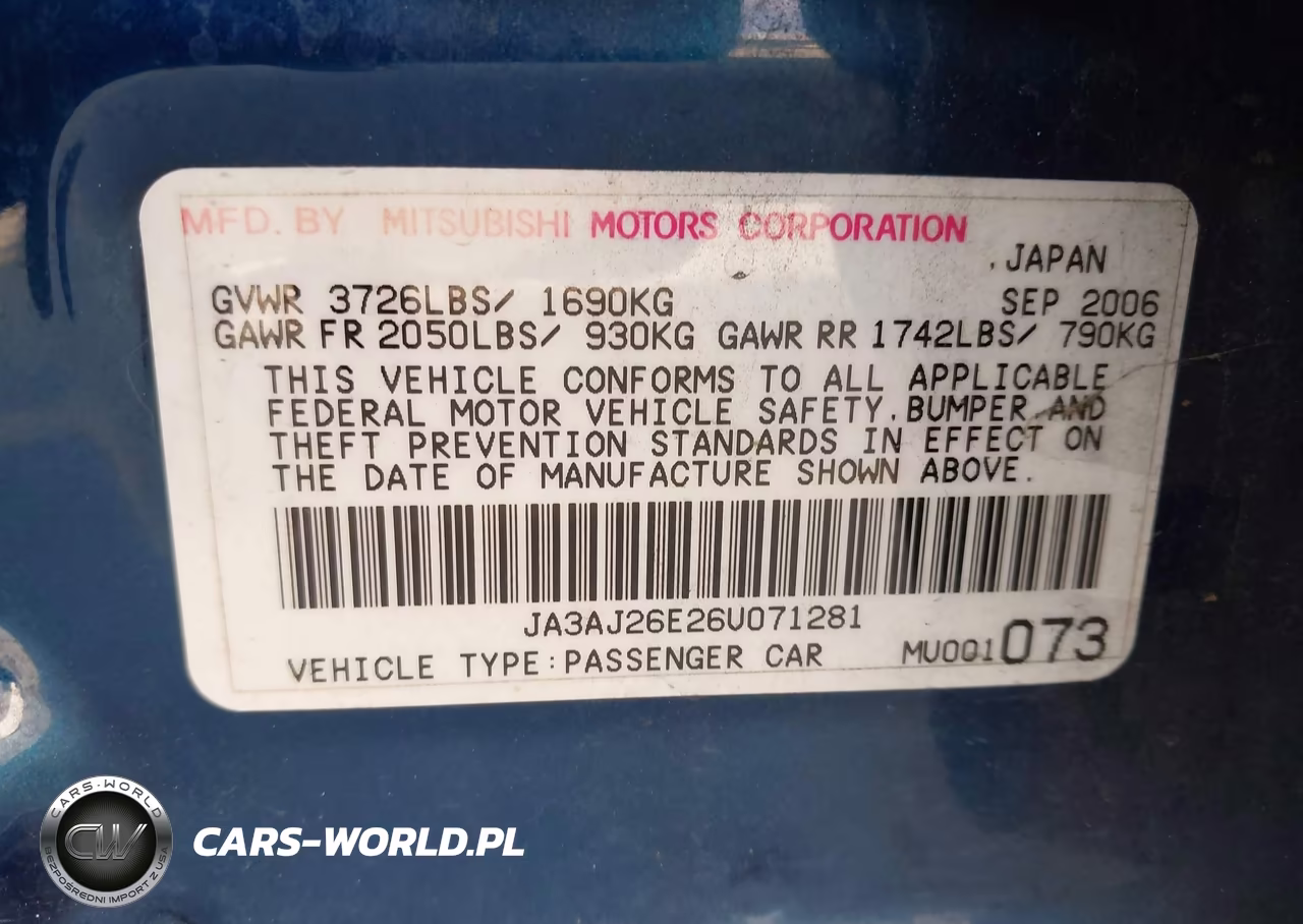 2006 Mitsubishi Lancer Es-Se VIN:JA3AJ26E26U071281 - 9