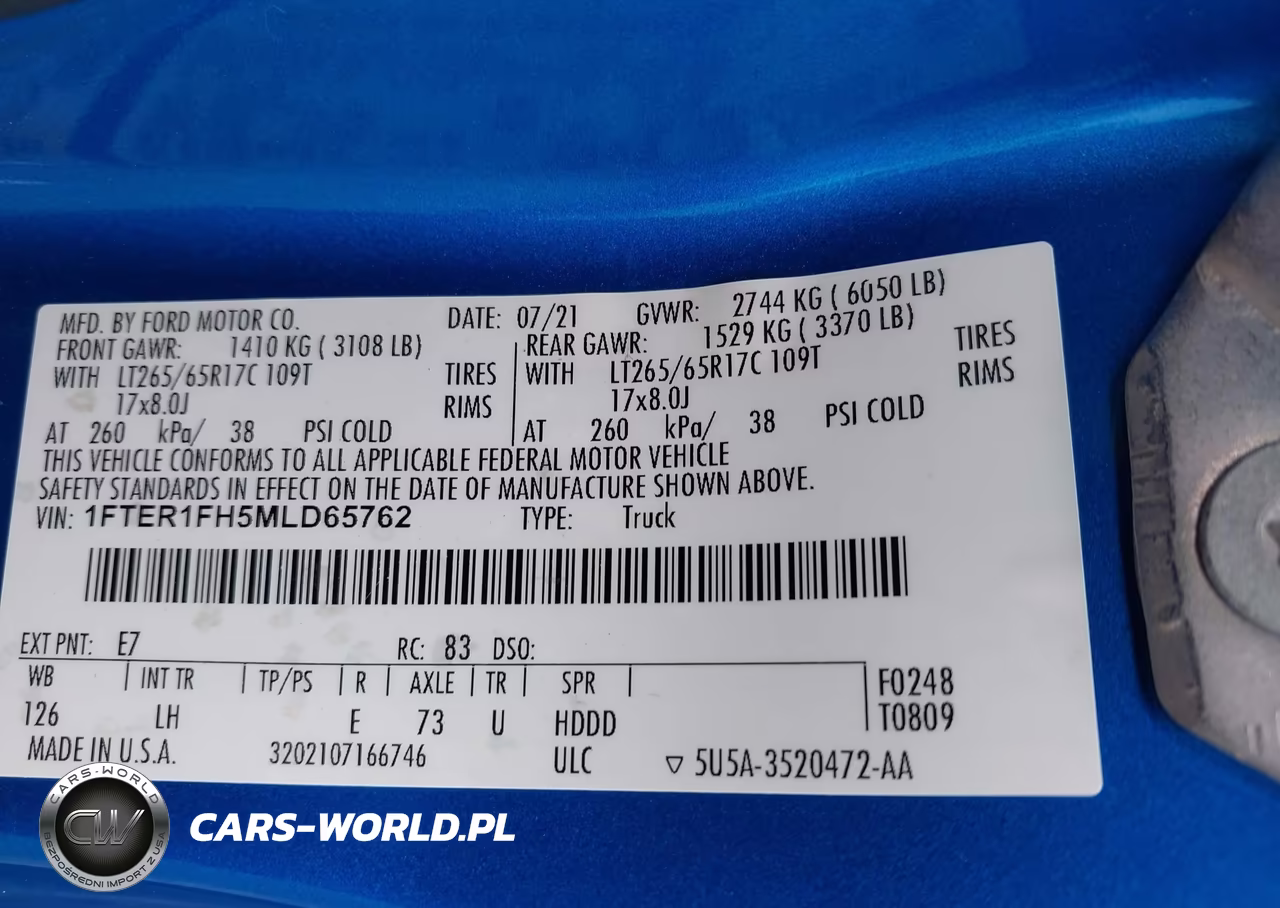 2021 Ford Ranger Xl VIN:1FTER1FH5MLD65762 - 9