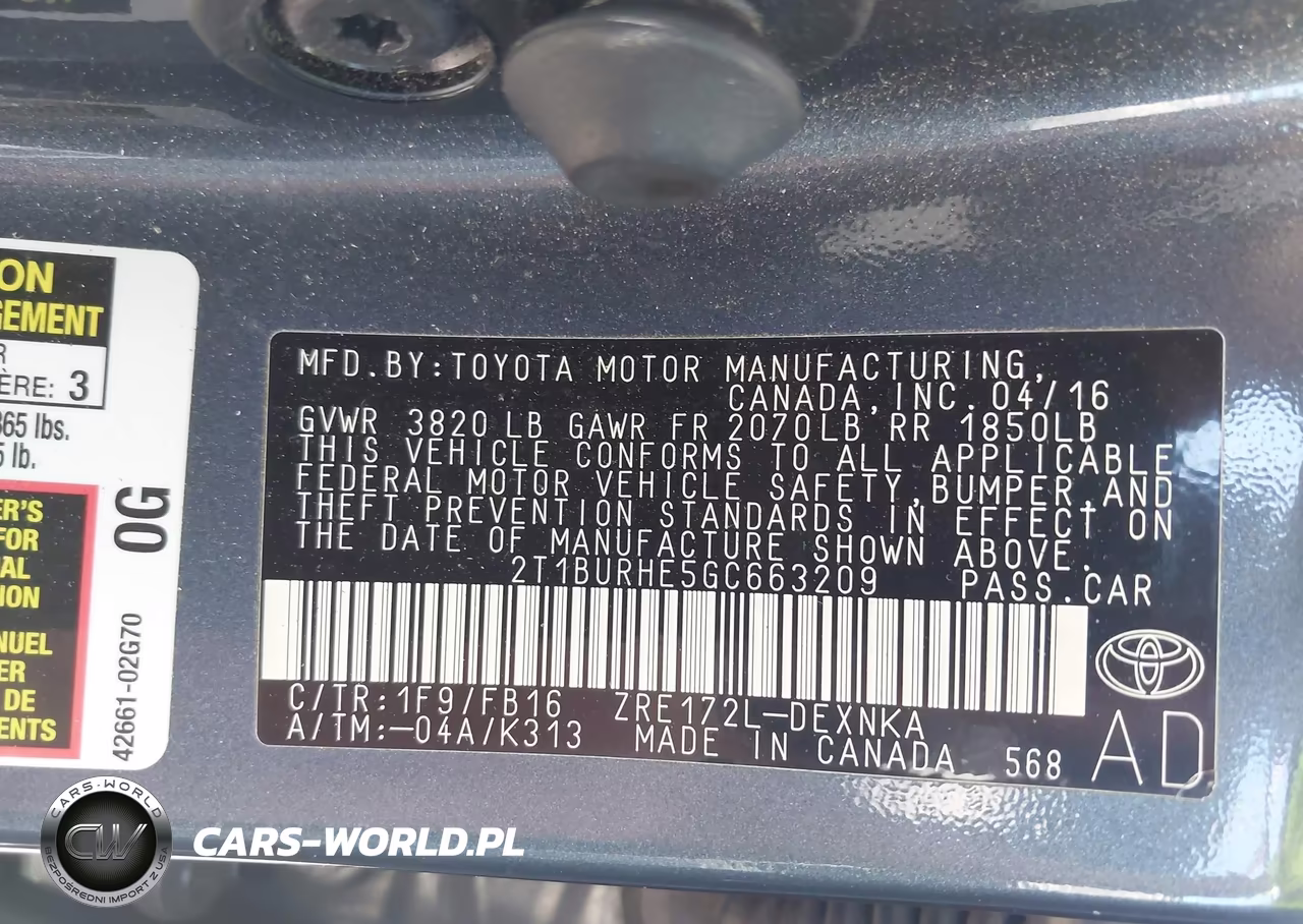 2016 Toyota Corolla Le VIN:2T1BURHE5GC663209 - 9