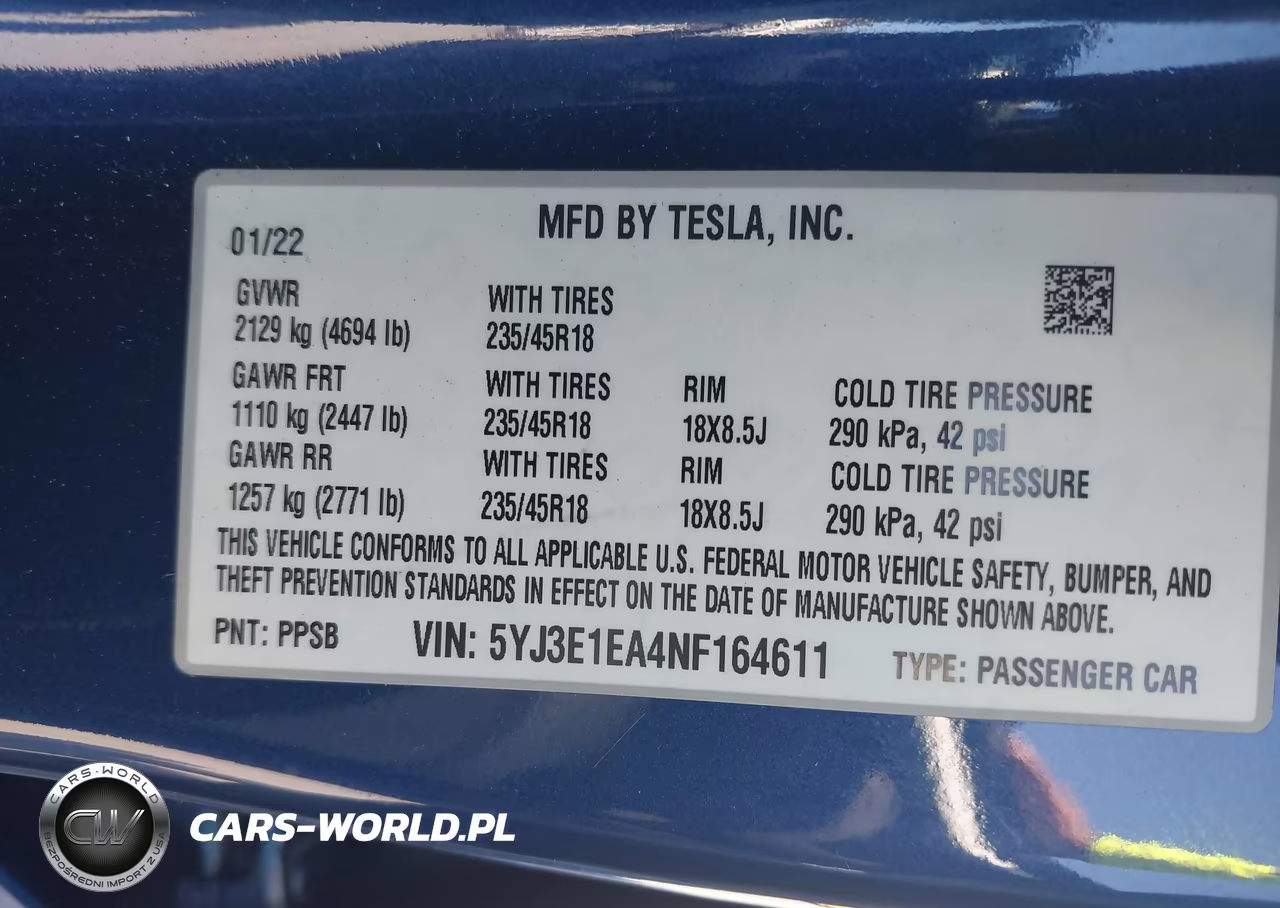 2022 Tesla Model 3 Rear-Wheel Drive VIN:5YJ3E1EA4NF164611 - 9