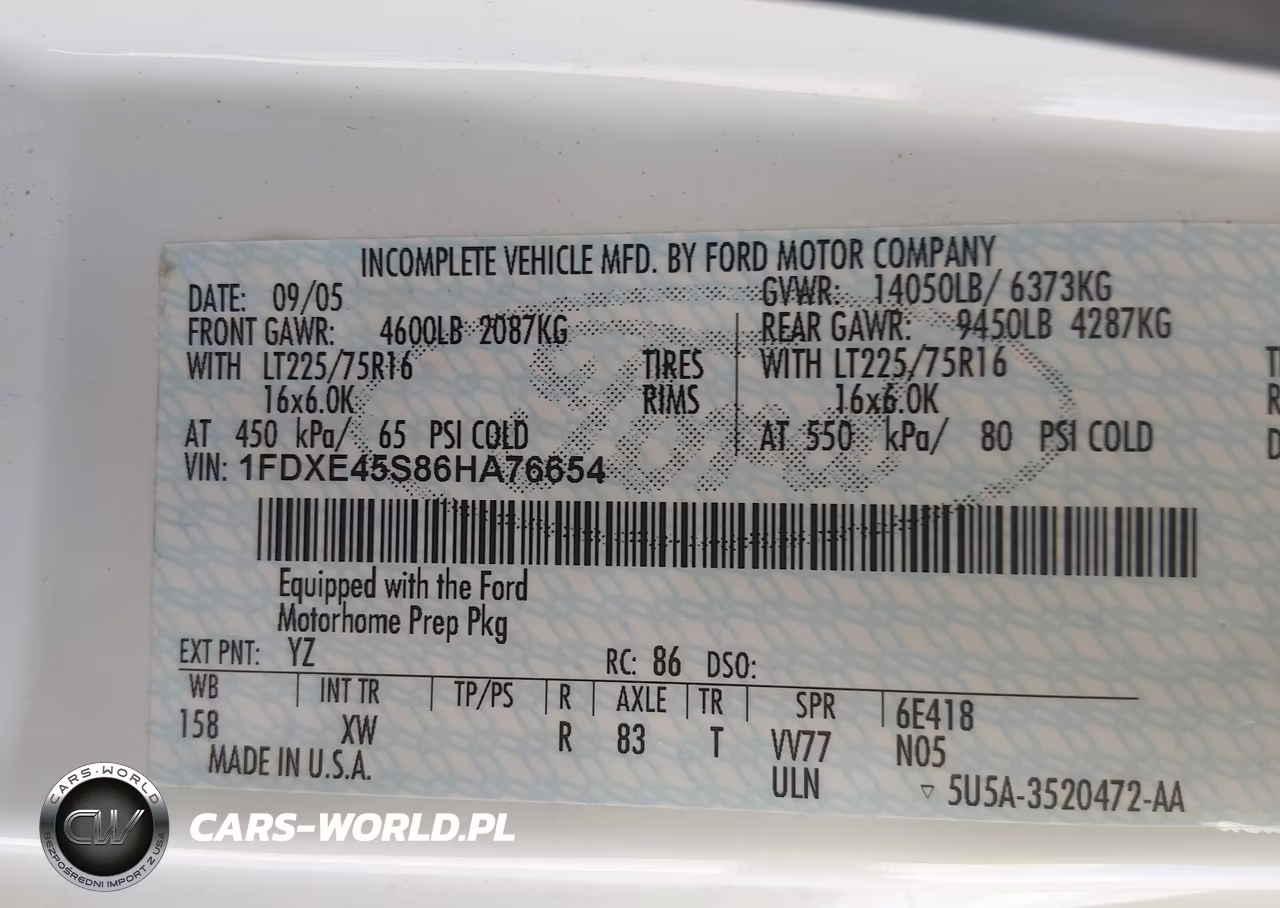 2006 Ford E-450 Cutaway VIN:1FDXE45S86HA76654 - 8