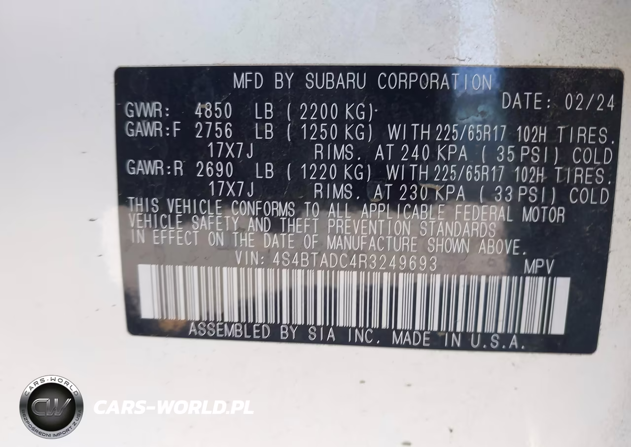 2024 Subaru Outback Premium VIN:4S4BTADC4R3249693 - 9