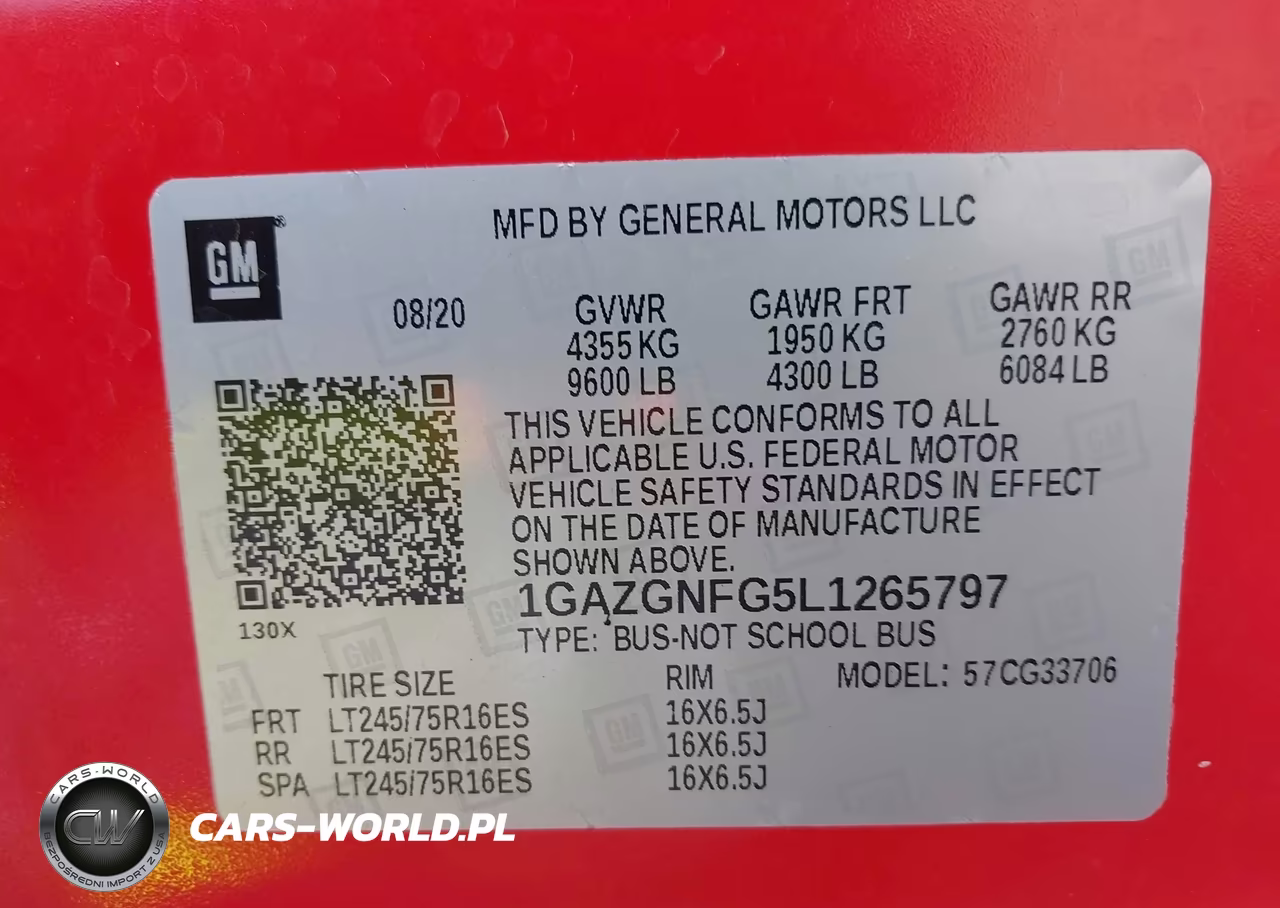 2020 Chevrolet Express Passenger Rwd 3500 Extended Wheelbase Ls VIN:1GAZGNFG5L1265797 - 9