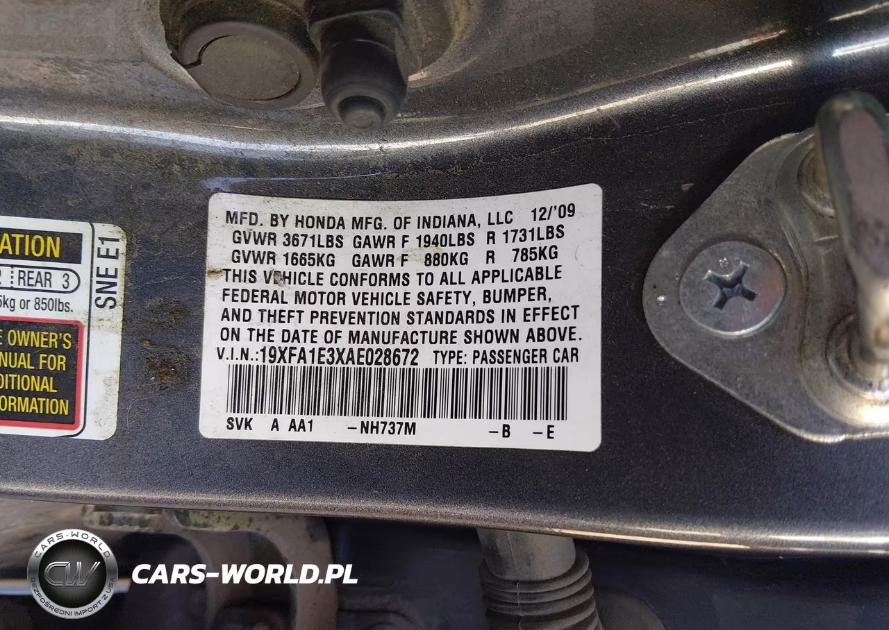 2010 Honda Civic Vp VIN:19XFA1E3XAE028672 - 9