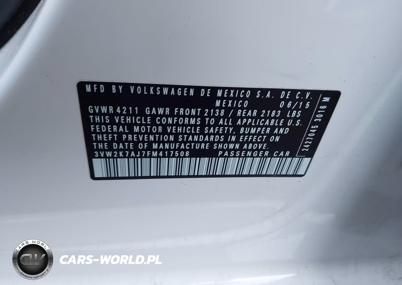 2015 Volkswagen Jetta 2.0L S VIN:3VW2K7AJ7FM417508 - 9