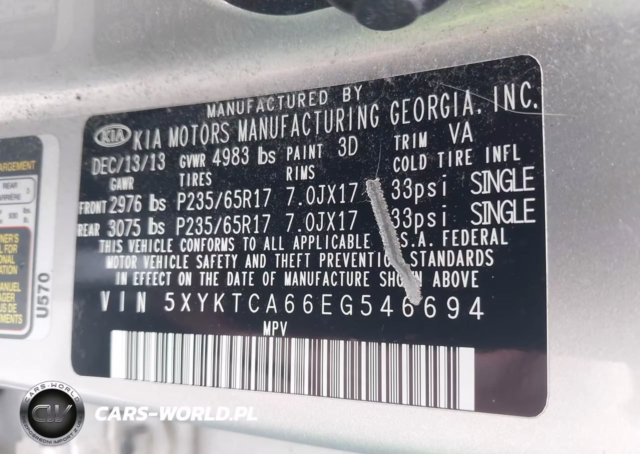 2014 Kia Sorento Lx VIN:5XYKTCA66EG546694 - 9