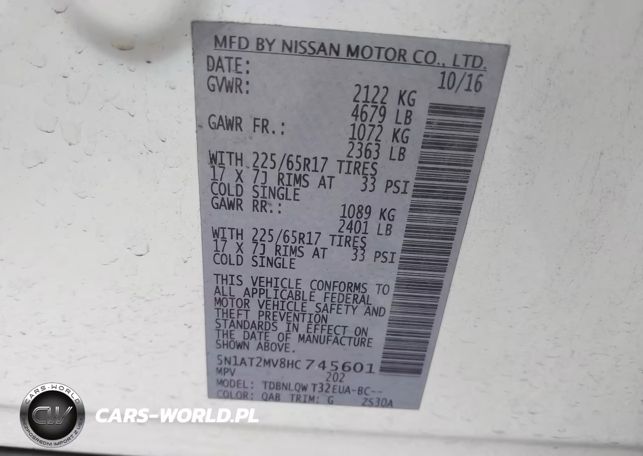 2017 Nissan Rogue Sv VIN:5N1AT2MV8HC745601 - 9