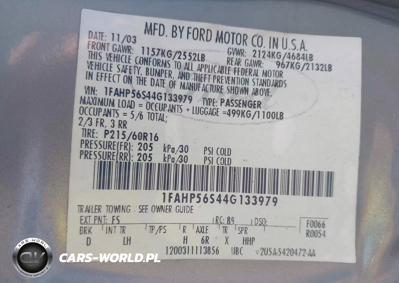 2004 Ford Taurus Sel VIN:1FAHP56S44G133979 - 9