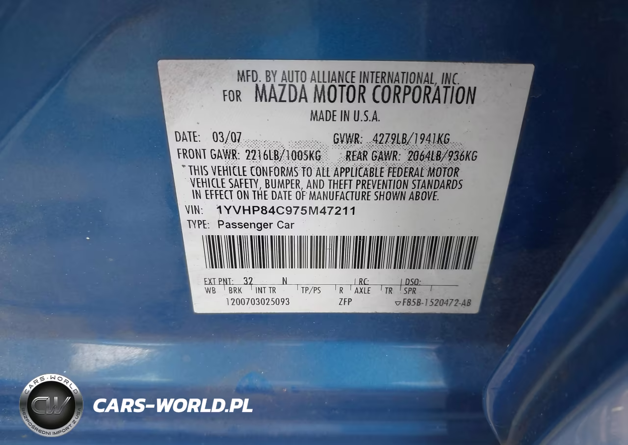 2007 Mazda Mazda6 I Touring VIN:1YVHP84C975M47211 - 9