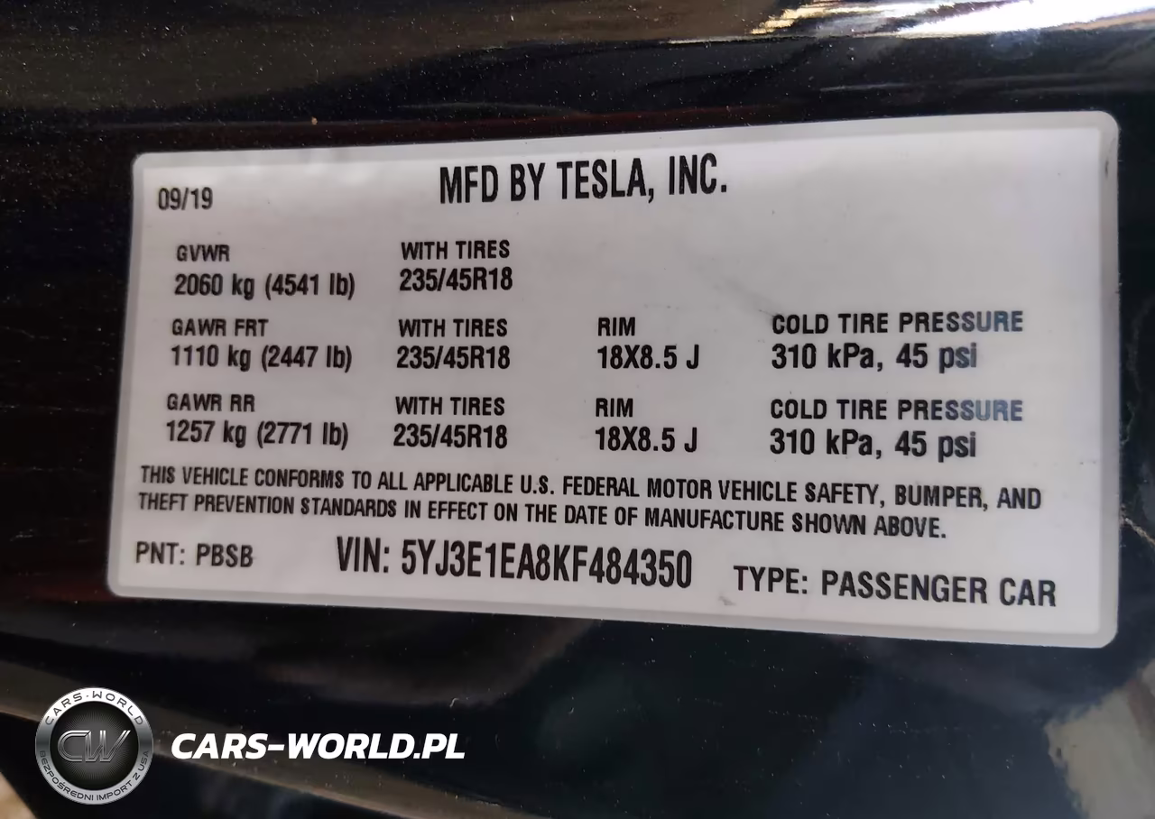 2019 Tesla Model 3 Long Range-Mid Range-Standard Range-Standard Range Plus VIN:5YJ3E1EA8KF484350 - 9
