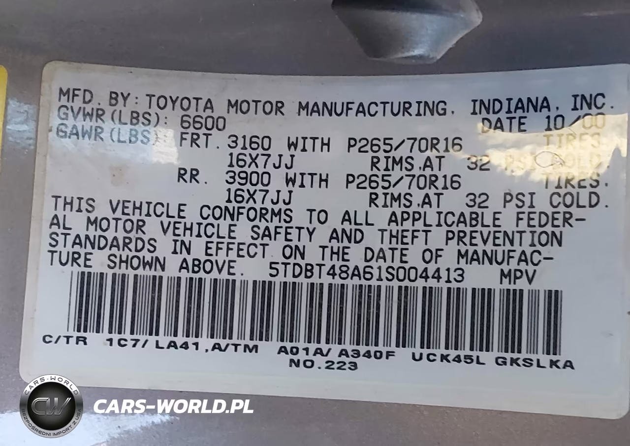 2001 Toyota Sequoia Limited V8 VIN:5TDBT48A61S004413 - 9