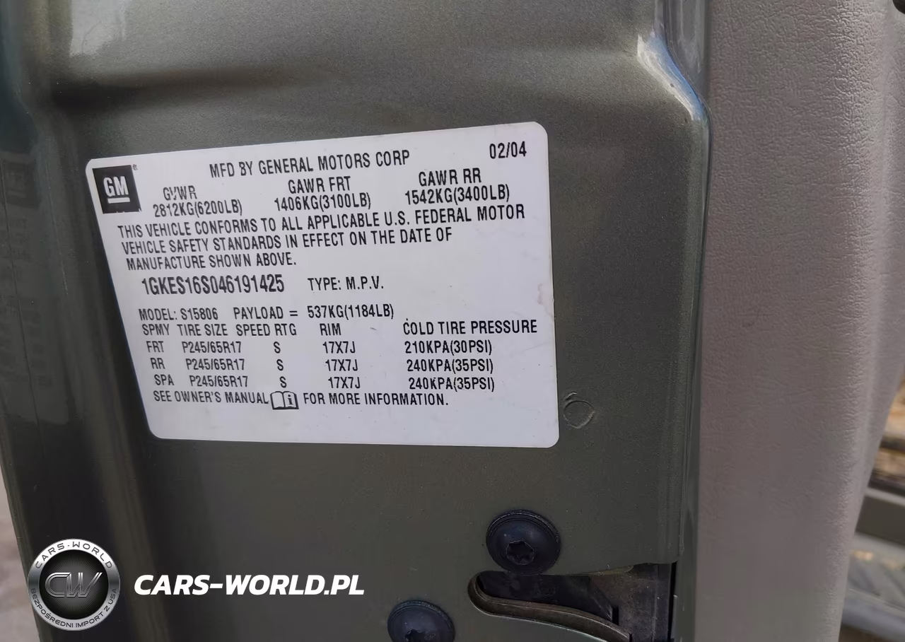 2004 GMC Envoy Xl Slt VIN:1GKES16S046191425 - 9