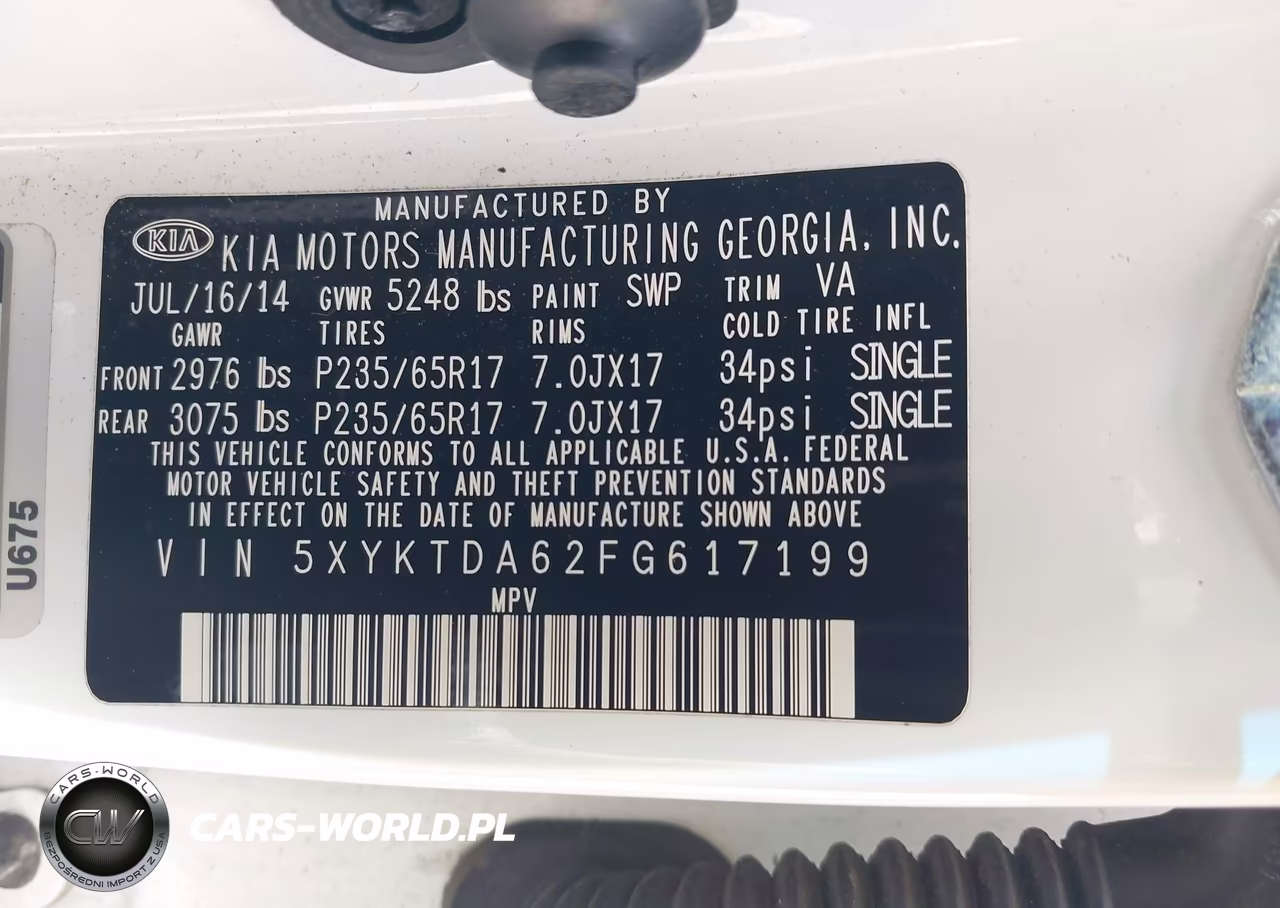 2015 Kia Sorento Lx VIN:5XYKTDA62FG617199 - 9