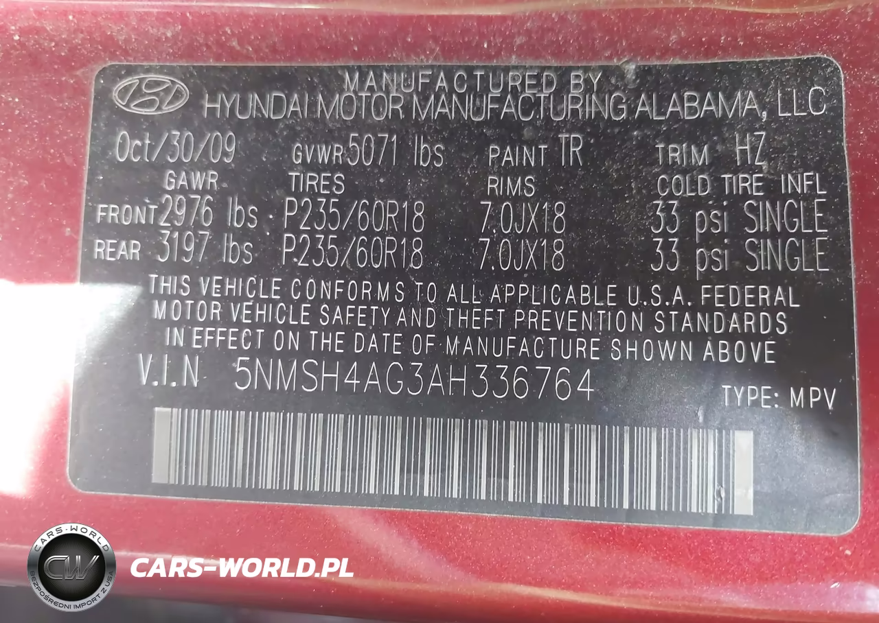 2010 Hyundai Santa Fe Se VIN:5NMSH4AG3AH336764 - 9