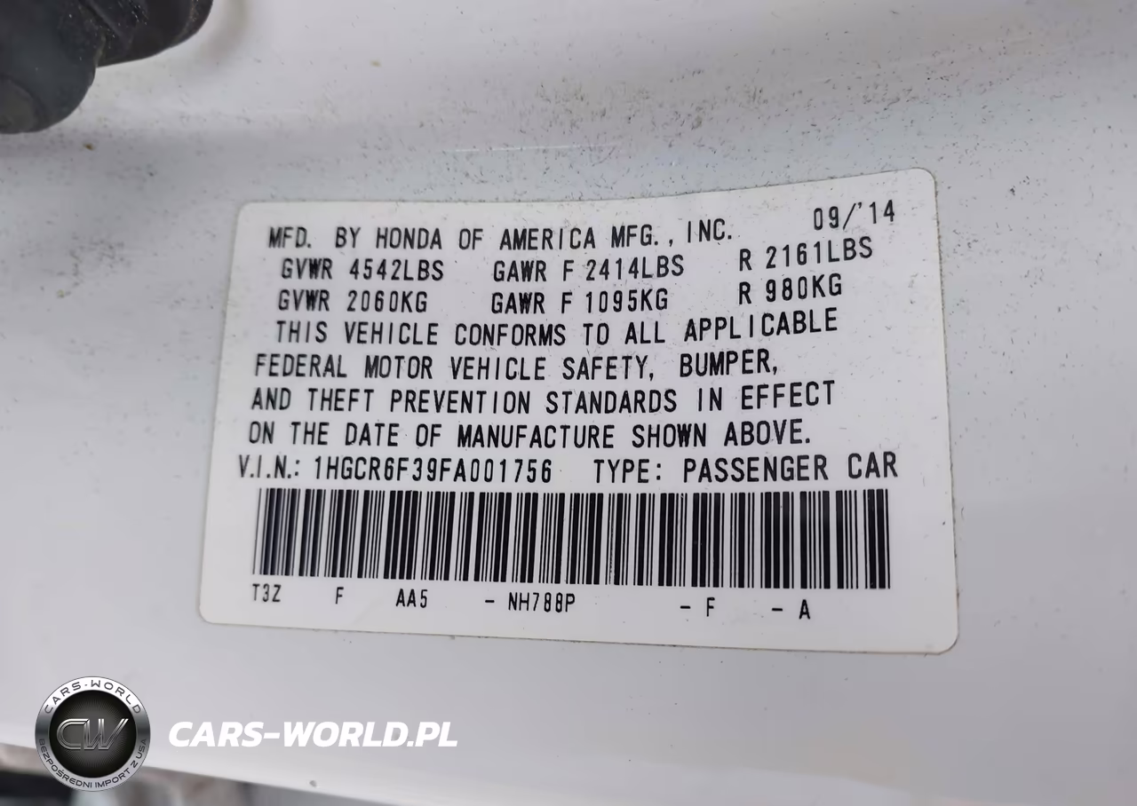 2015 Honda Accord Hybrid VIN:1HGCR6F39FA001756 - 9