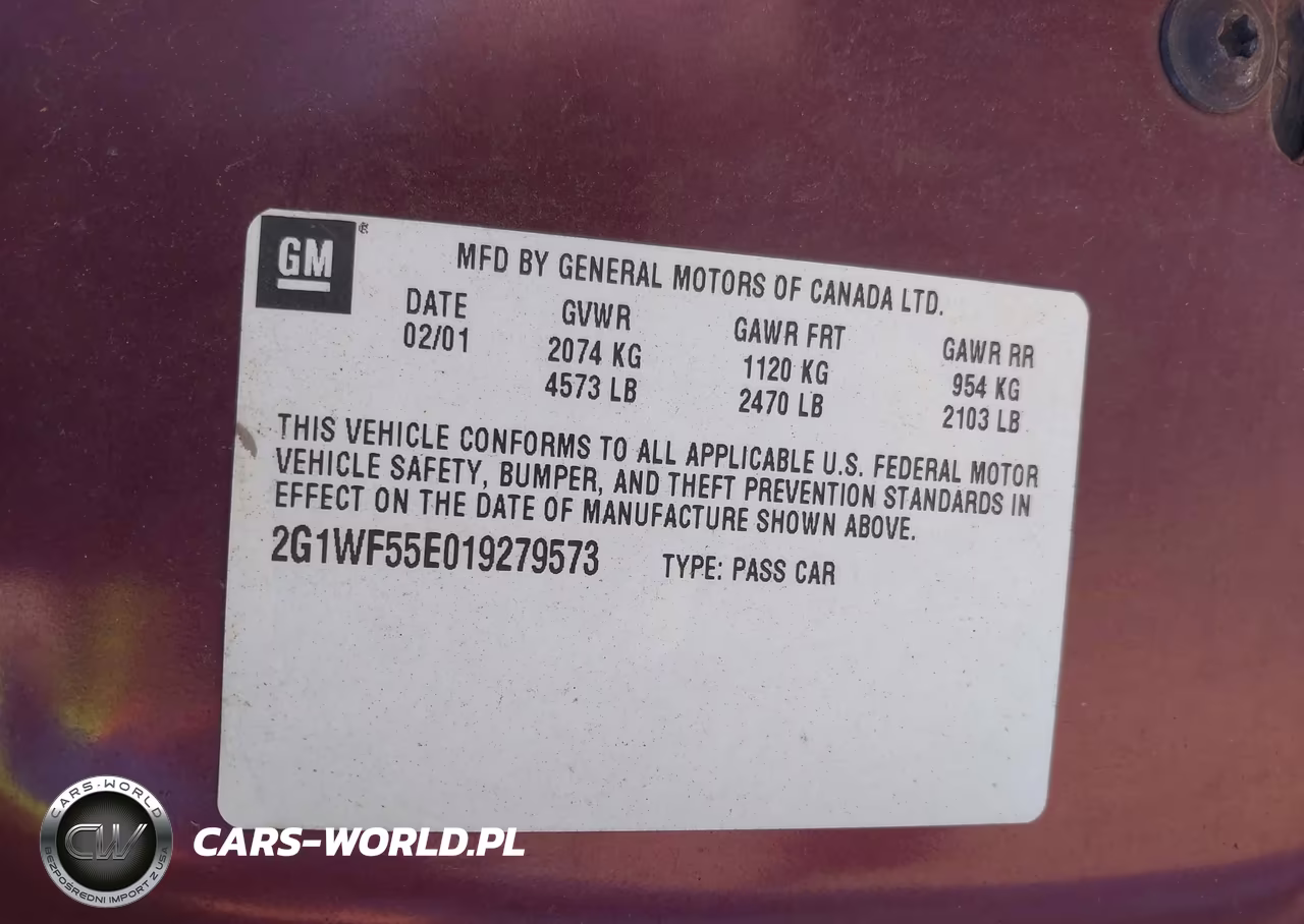 2001 Chevrolet Impala VIN:2G1WF55E019279573 - 9