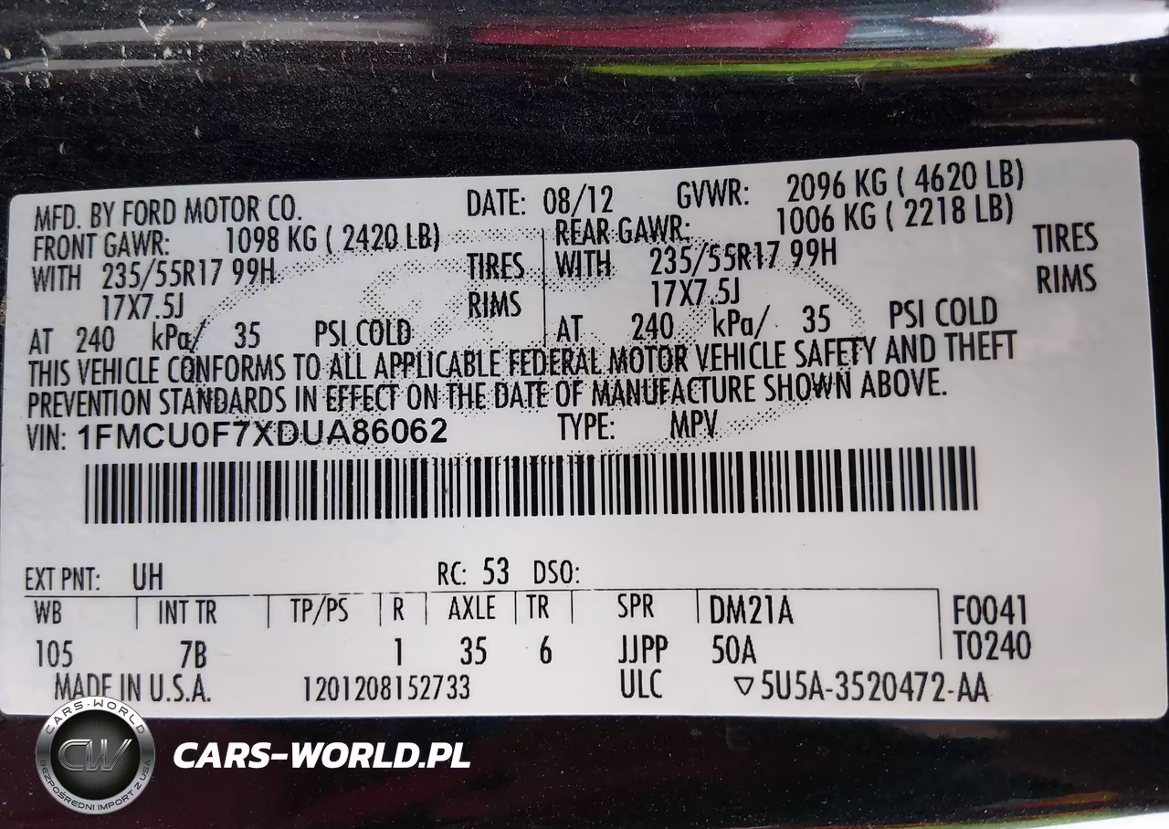 2013 Ford Escape S VIN:1FMCU0F7XDUA86062 - 9