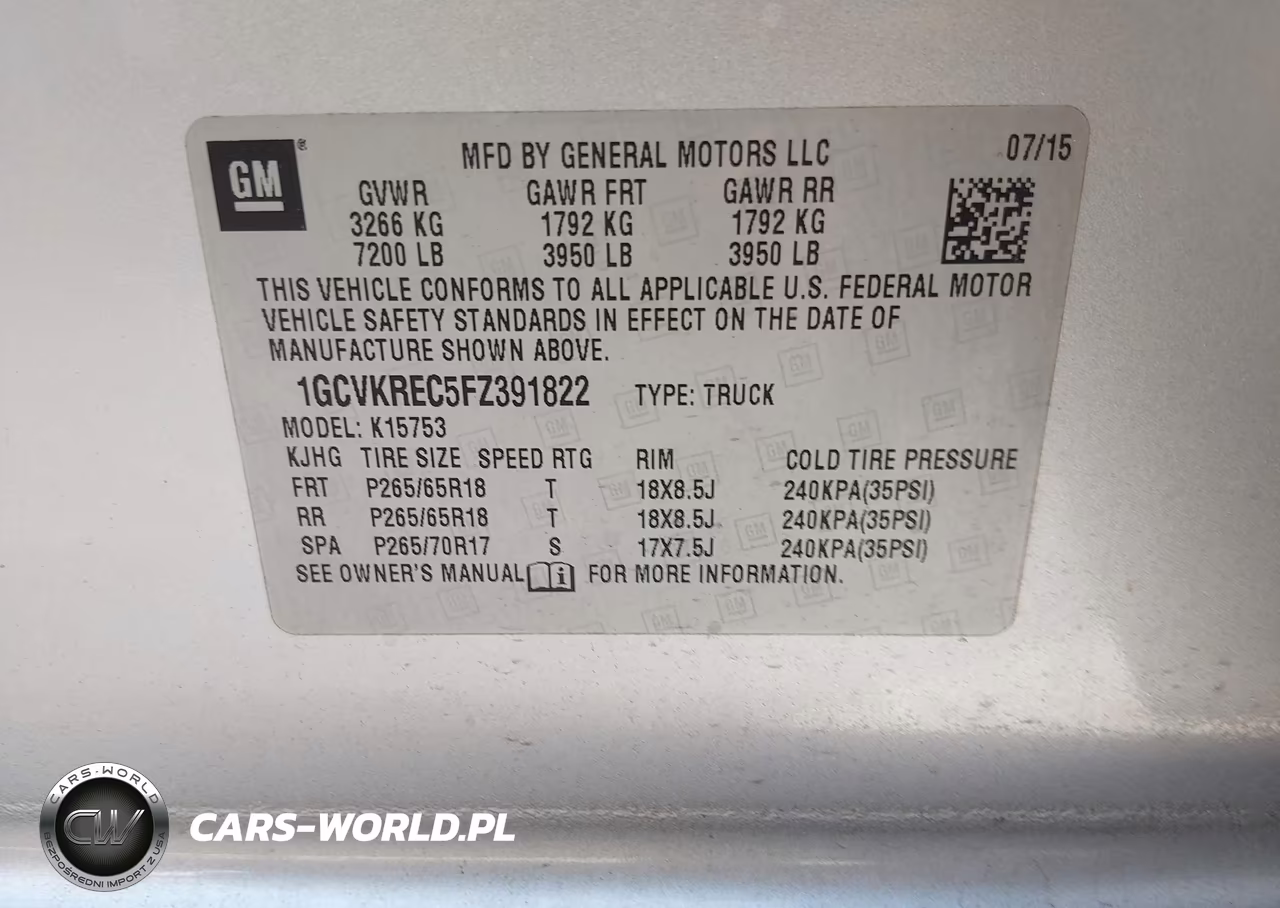 2015 Chevrolet Silverado 1500 2Lt VIN:1GCVKREC5FZ391822 - 9