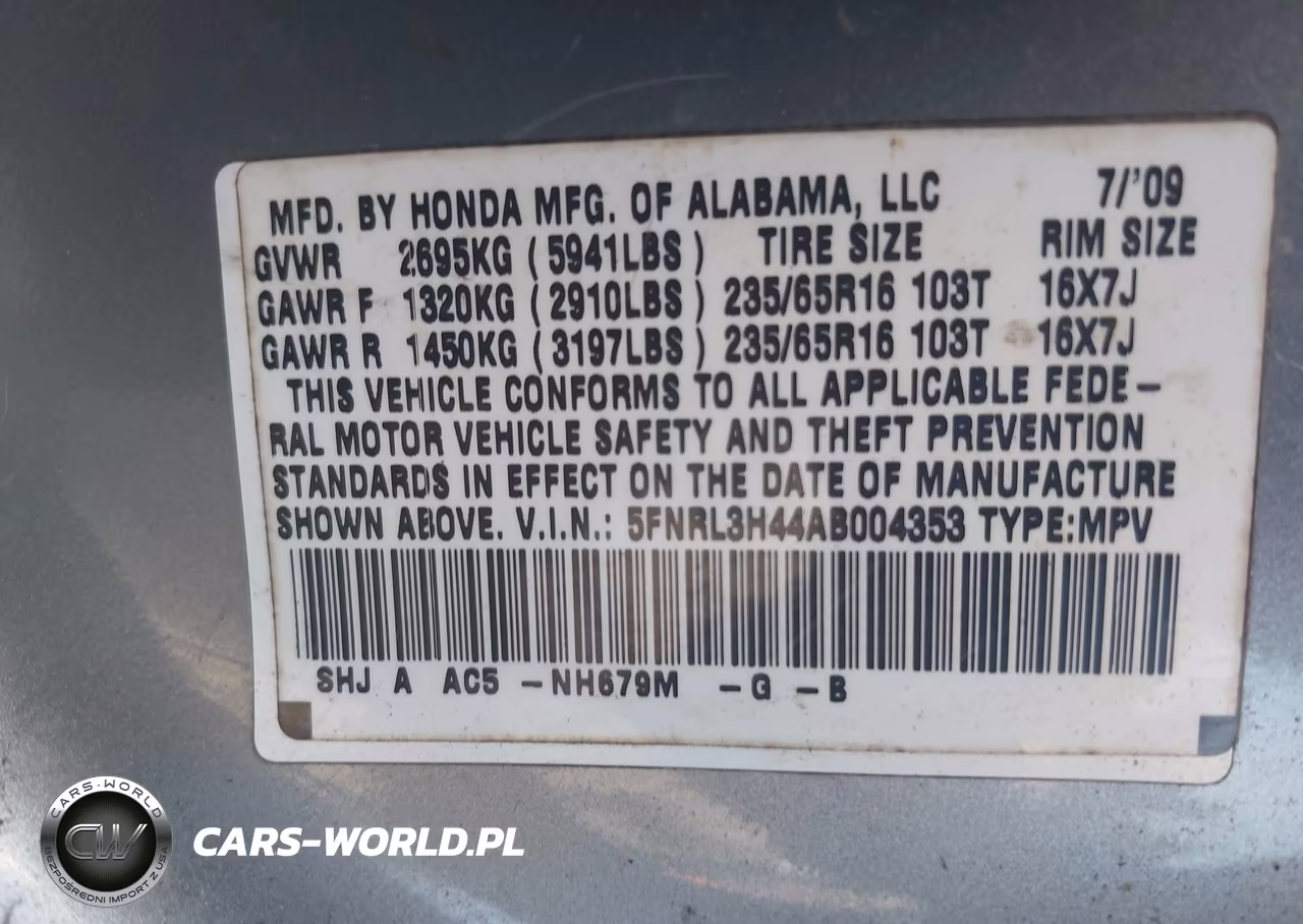 2010 Honda Odyssey Ex VIN:5FNRL3H44AB004353 - 9