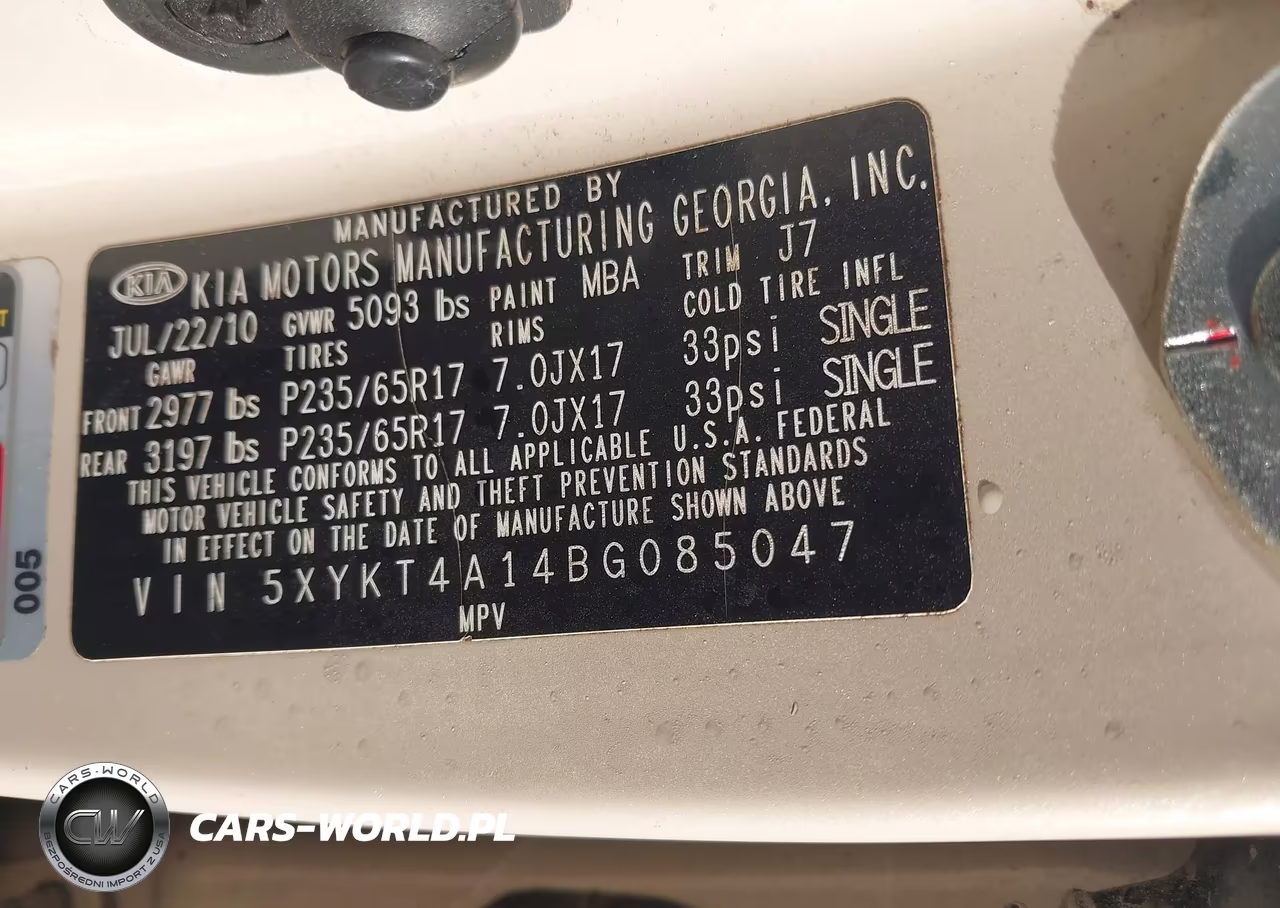 2011 Kia Sorento Lx VIN:5XYKT4A14BG085047 - 9
