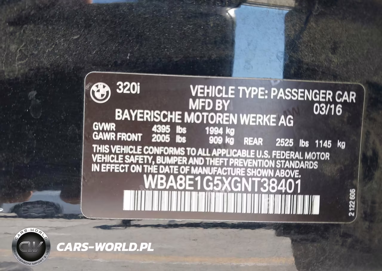 2016 BMW 320I VIN:WBA8E1G5XGNT38401 - 9