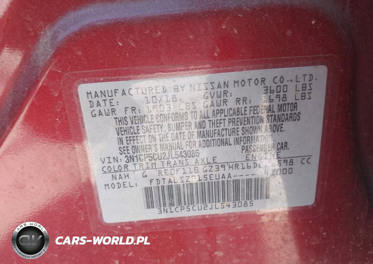 2018 Nissan Kicks Sv VIN:3N1CP5CU2JL543085 - 9