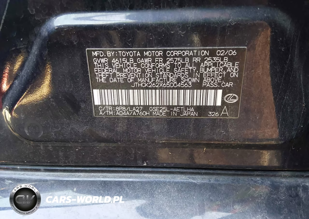 2006 Lexus Is 250 VIN:JTHCK262X65004563 - 9