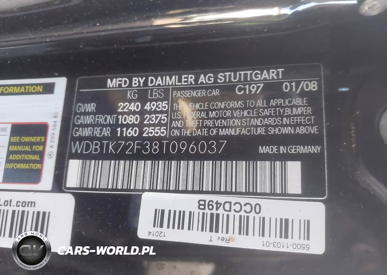 2008 Mercedes-Benz Clk 550 VIN:WDBTK72F38T096037 - 9