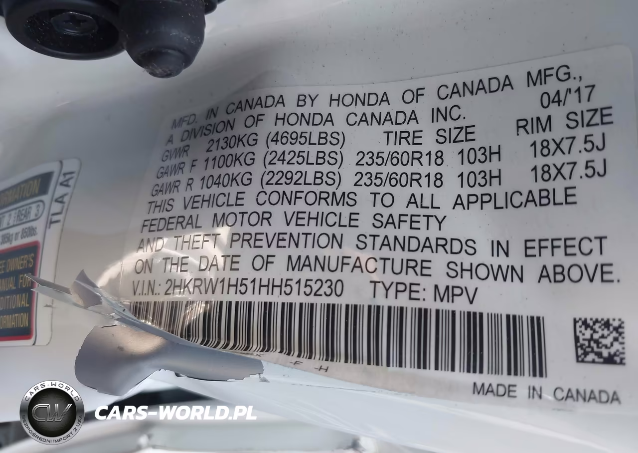 2017 Honda Cr-V Ex VIN:2HKRW1H51HH515230 - 9