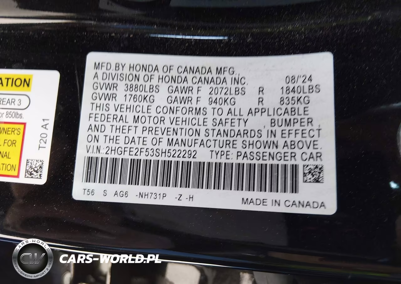 2025 Honda Civic Sport VIN:2HGFE2F53SH522292 - 9