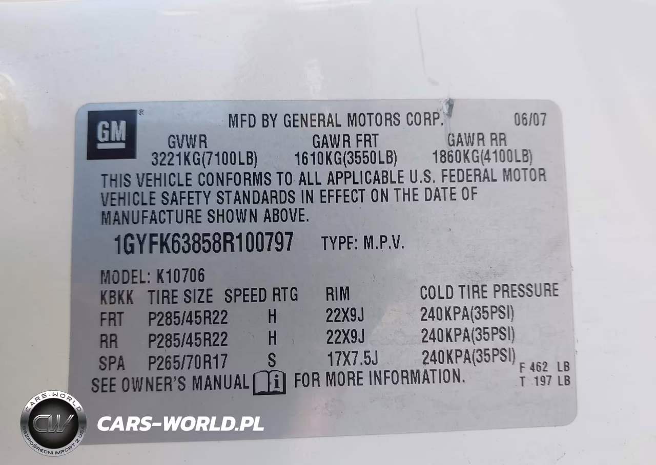 2008 Cadillac Escalade Standard VIN:1GYFK63858R100797 - 9