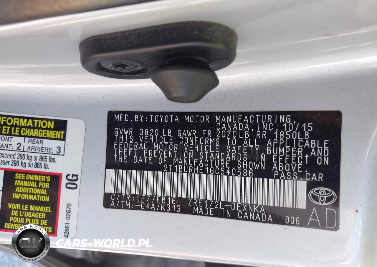 2016 Toyota Corolla Le VIN:2T1BURHE1GC540586 - 9