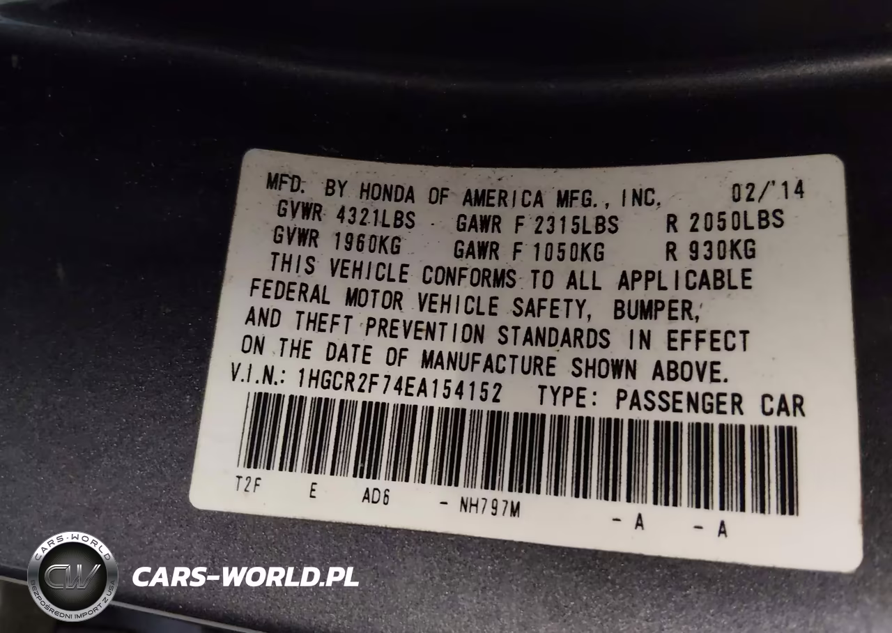 2014 Honda Accord Ex VIN:1HGCR2F74EA154152 - 9