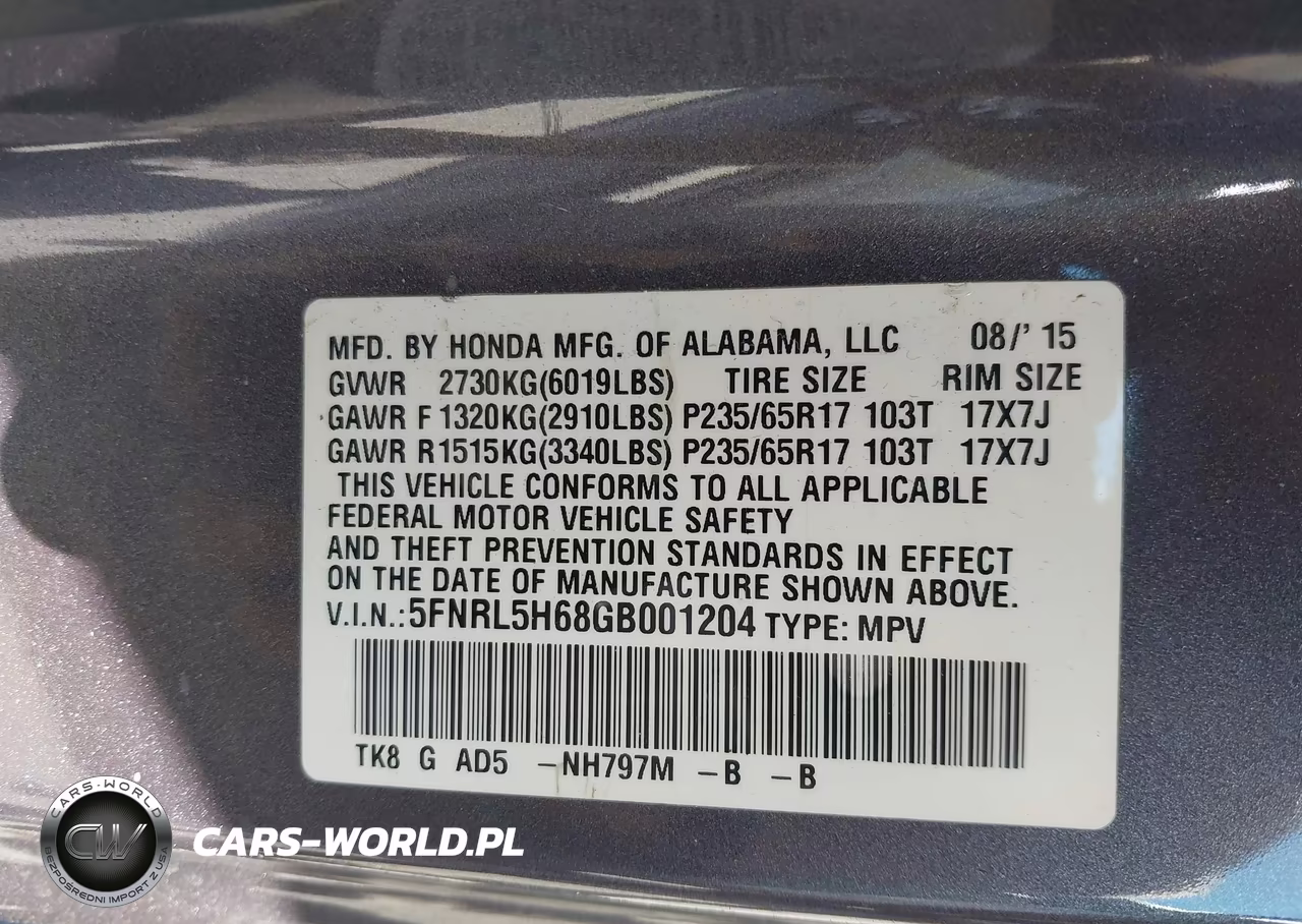 2016 Honda Odyssey Ex-L VIN:5FNRL5H68GB001204 - 9