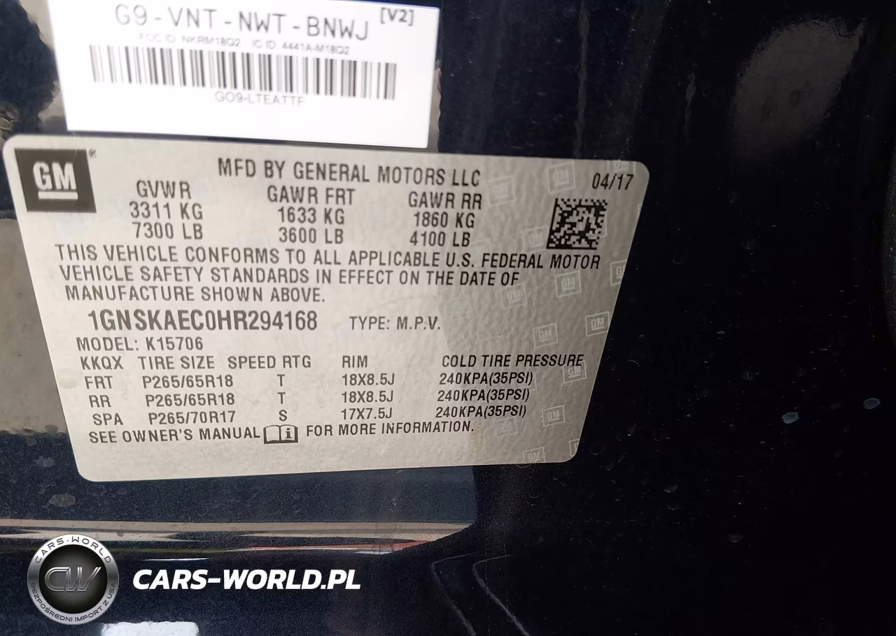 2017 Chevrolet Tahoe Ls VIN:1GNSKAEC0HR294168 - 9