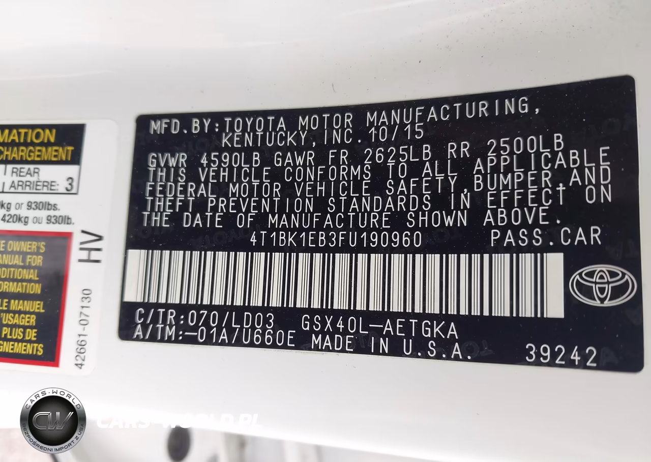 2015 Toyota Avalon Xle VIN:4T1BK1EB3FU190960 - 9