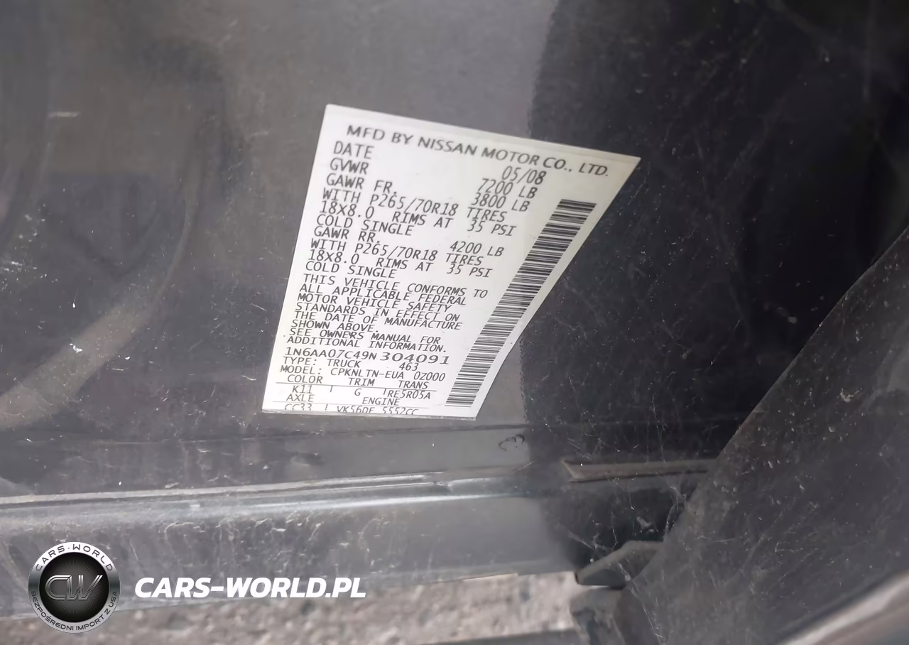 2009 Nissan Titan Se VIN:1N6AA07C49N304091 - 9