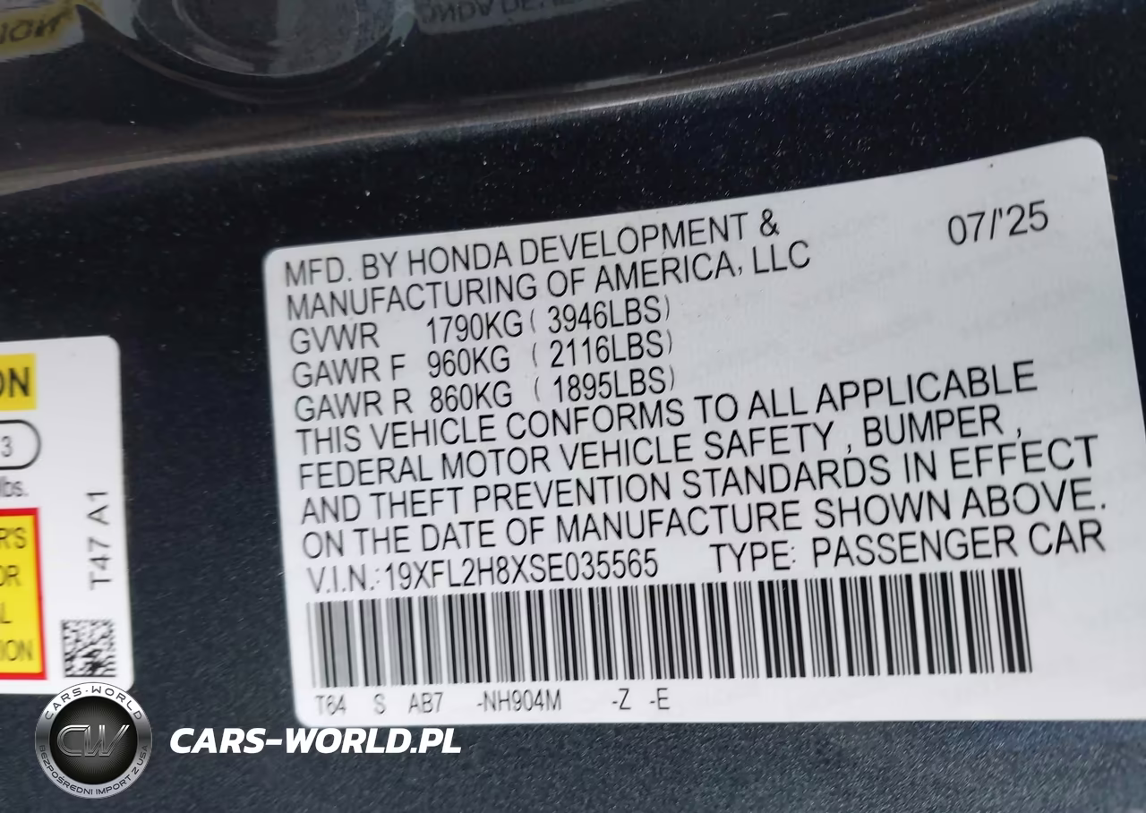 2025 Honda Civic Sedan Sport VIN:19XFL2H8XSE035565 - 9