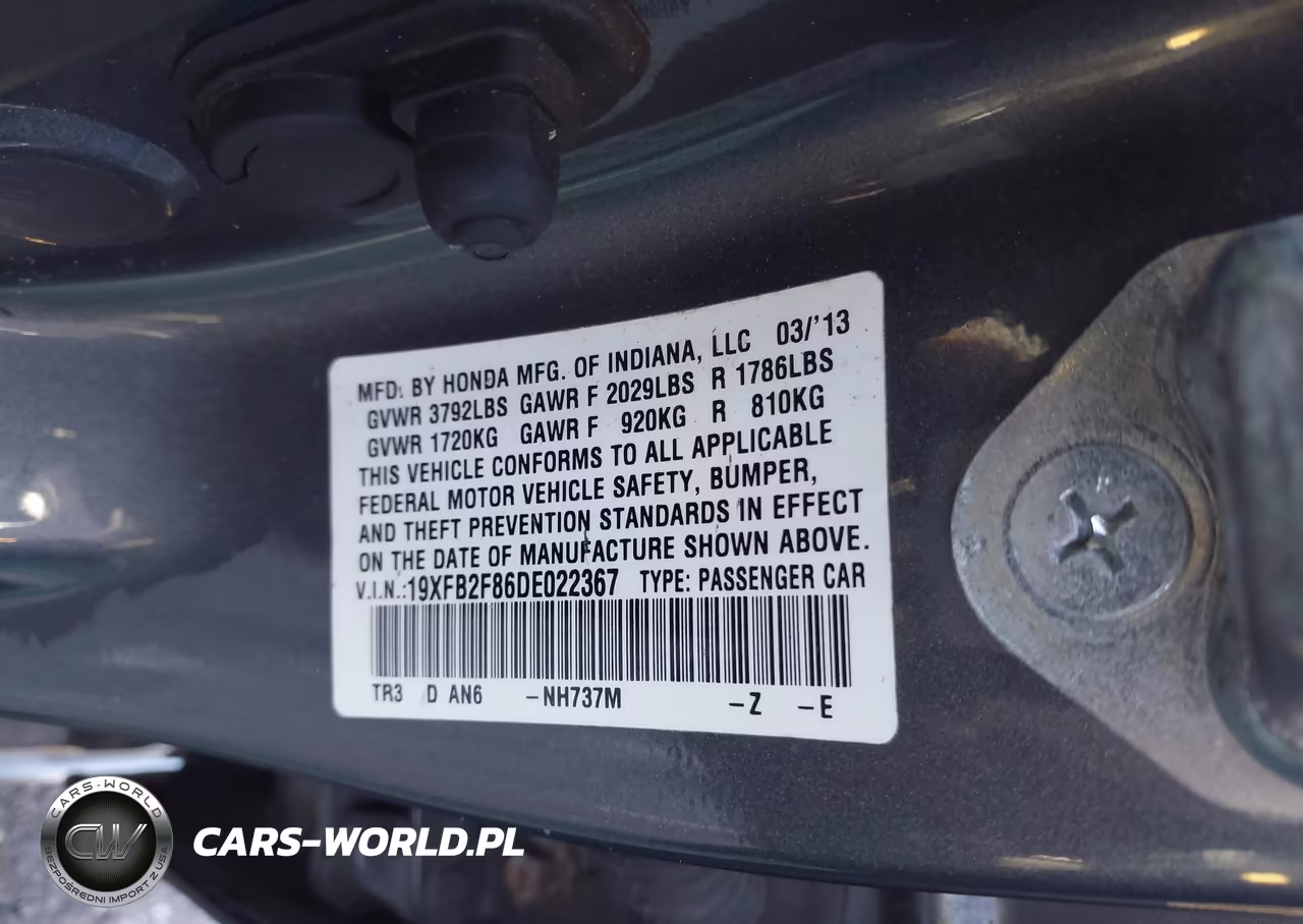 2013 Honda Civic Ex VIN:19XFB2F86DE022367 - 9