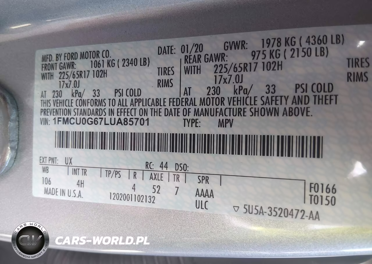 2020 Ford Escape Se VIN:1FMCU0G67LUA85701 - 9