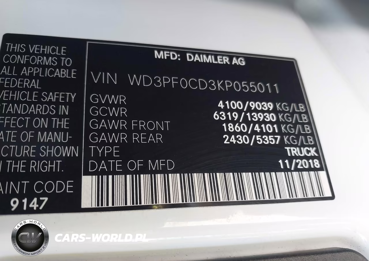 2019 Mercedes-Benz Sprinter 2500 Standard Roof V6 VIN:WD3PF0CD3KP055011 - 9