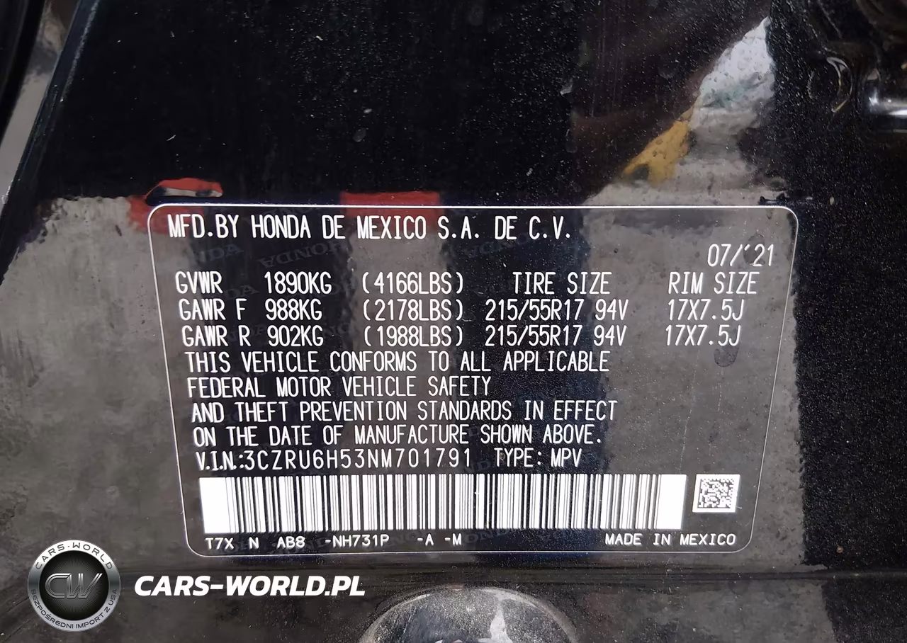 2022 Honda Hr-V Ex VIN:3CZRU6H53NM701791 - 9