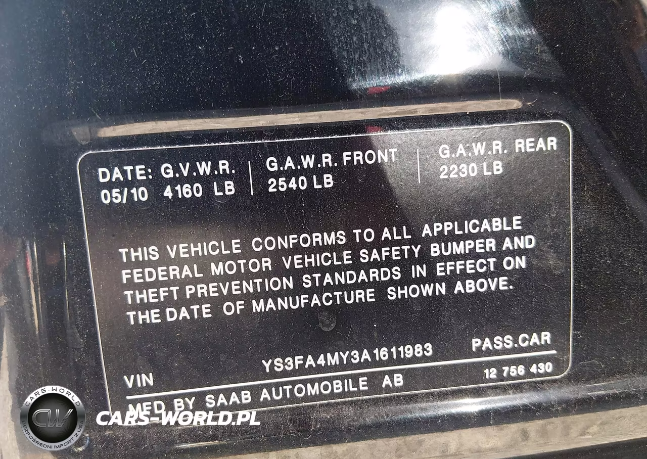 2010 Saab 9-3 VIN:YS3FA4MY3A1611983 - 9